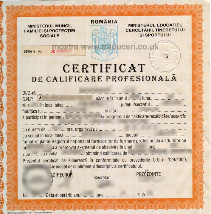 Echivalare diploma de studii si certificate de calificare traduceri-res
